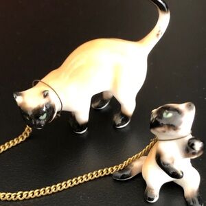 Vintage Siamese Cat & Kitten Porcelain Japan
